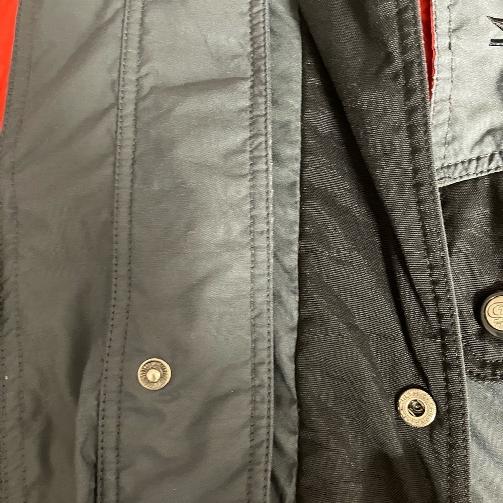 Men’s Hooded Jacket/Coat/Windbreaker, Large, Gray/Yellow/Red, CB Sports - Picture 10 of 14